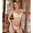 Luxury Strappy Floral Lace Semi Padded Cups Wired Balcony Bra Set - White