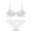 Vintage Crochet Floral Lace Strappy Push Up Plunge T-Shirt Bra Set - White
