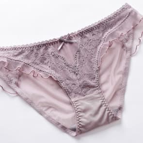 Ruffle Lace Edge Transparent Mesh Low Rise Panty - Champange