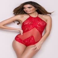 One-Piece Lace Net Yarn Teddy Lingerie